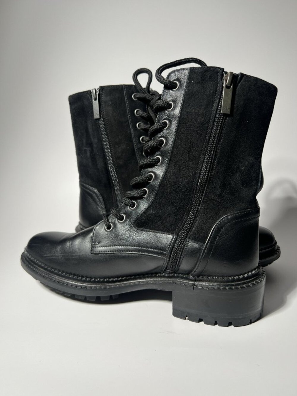 Aquatalia Orianna Women’s Black Suede Combat Boots Size 7M Lug Sole - Picture 10 of 14